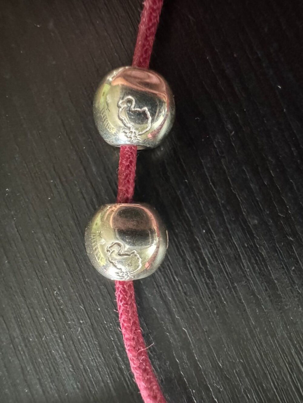 DoDo - Pepita Lariat Neckless, Sterling Silver + Burgundy Cotton Cord - Picture 5 of 12